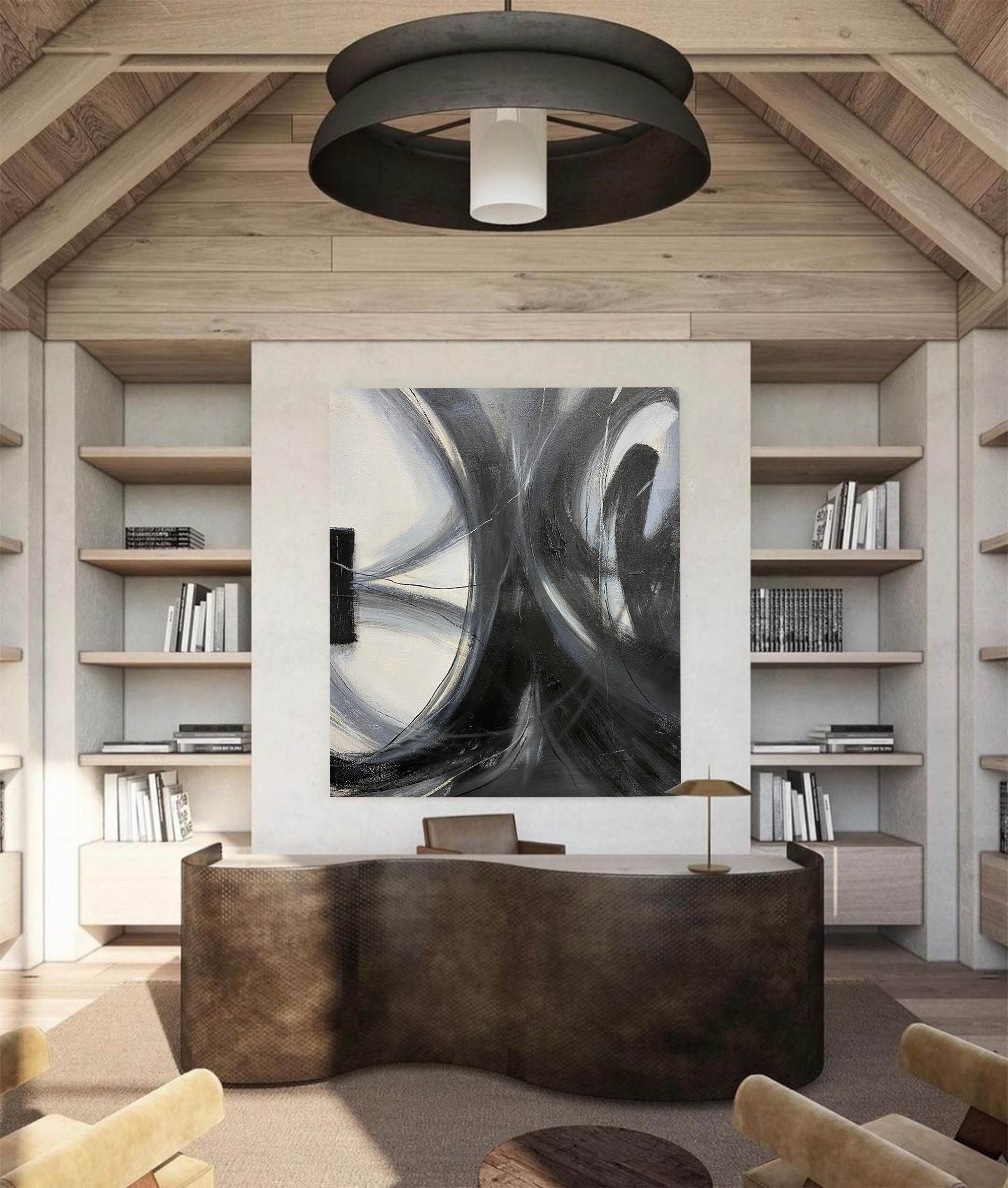 Black Abstract Painting ABAV270 - Neutralighting