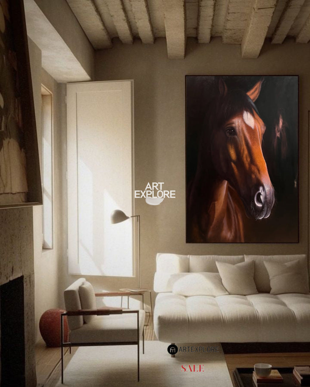 Brown Horse Portrait Oil Painting Wall Art