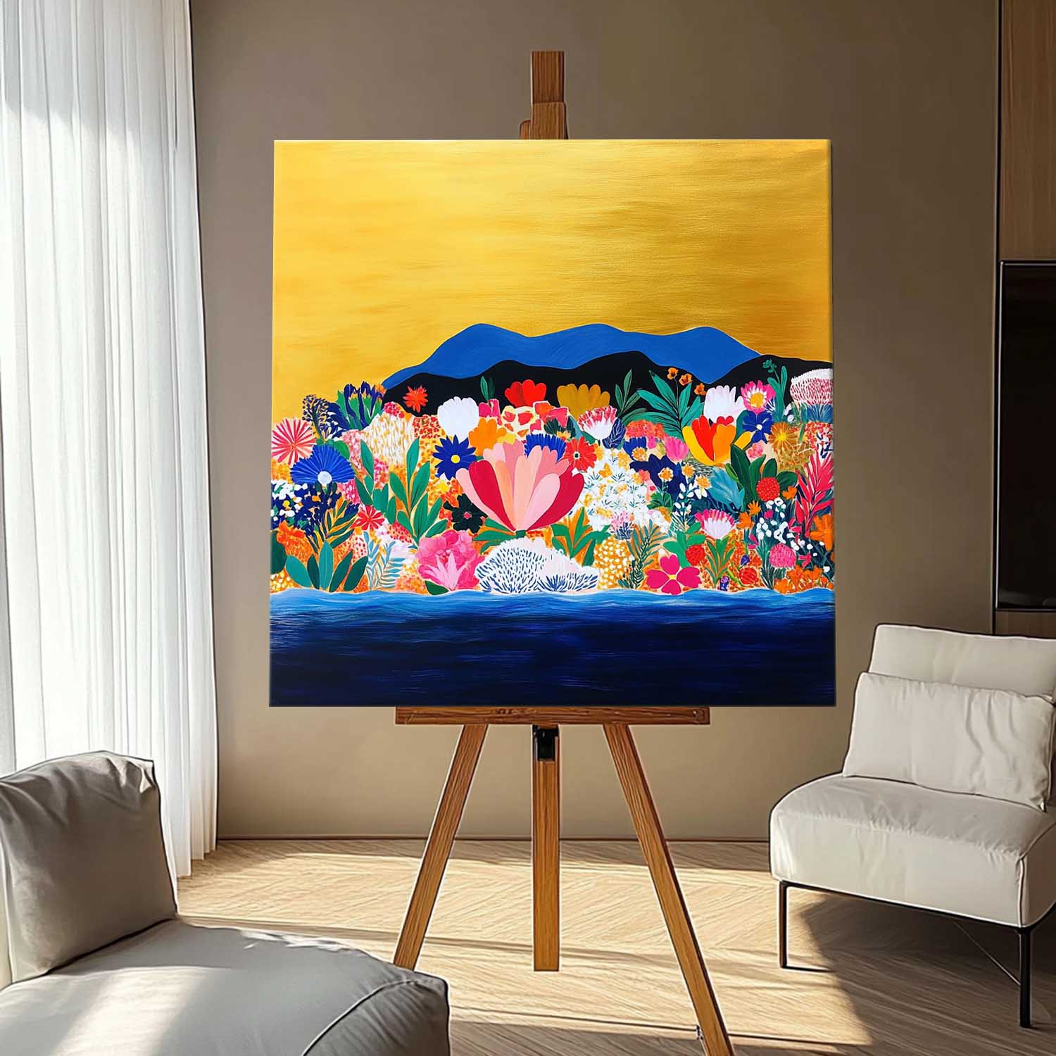 Wall Art Flower Gilded Mountain Opulent