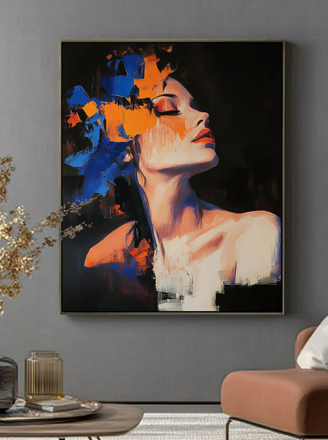 Wall Art People Fashion Purple Orange Elegant