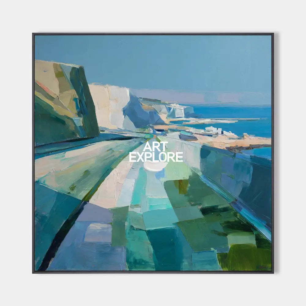 Blue Coastal Oil Painting