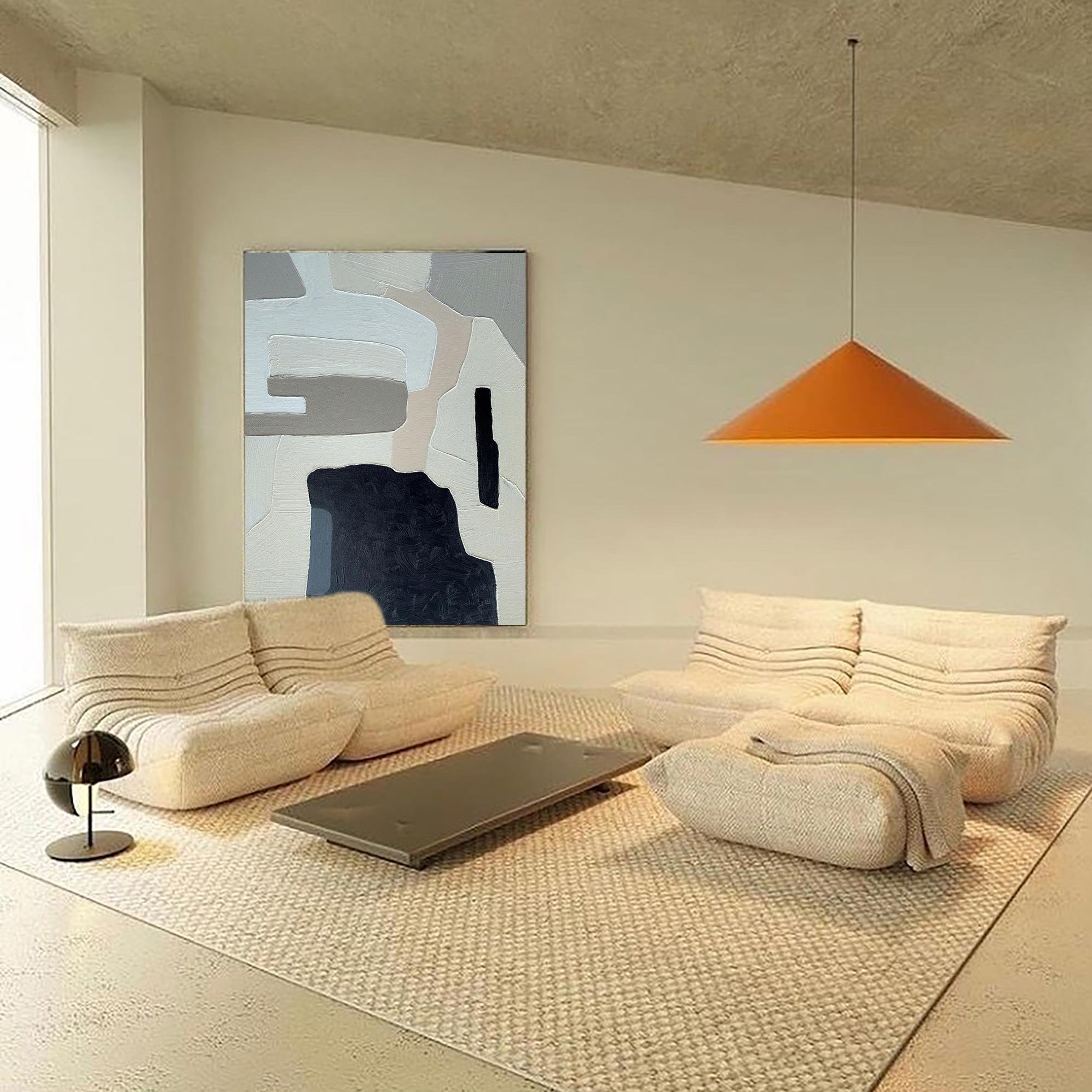 Patch‑Block Shapes Abstract  Neutral Multi‑Tone Thick Textured Artwork