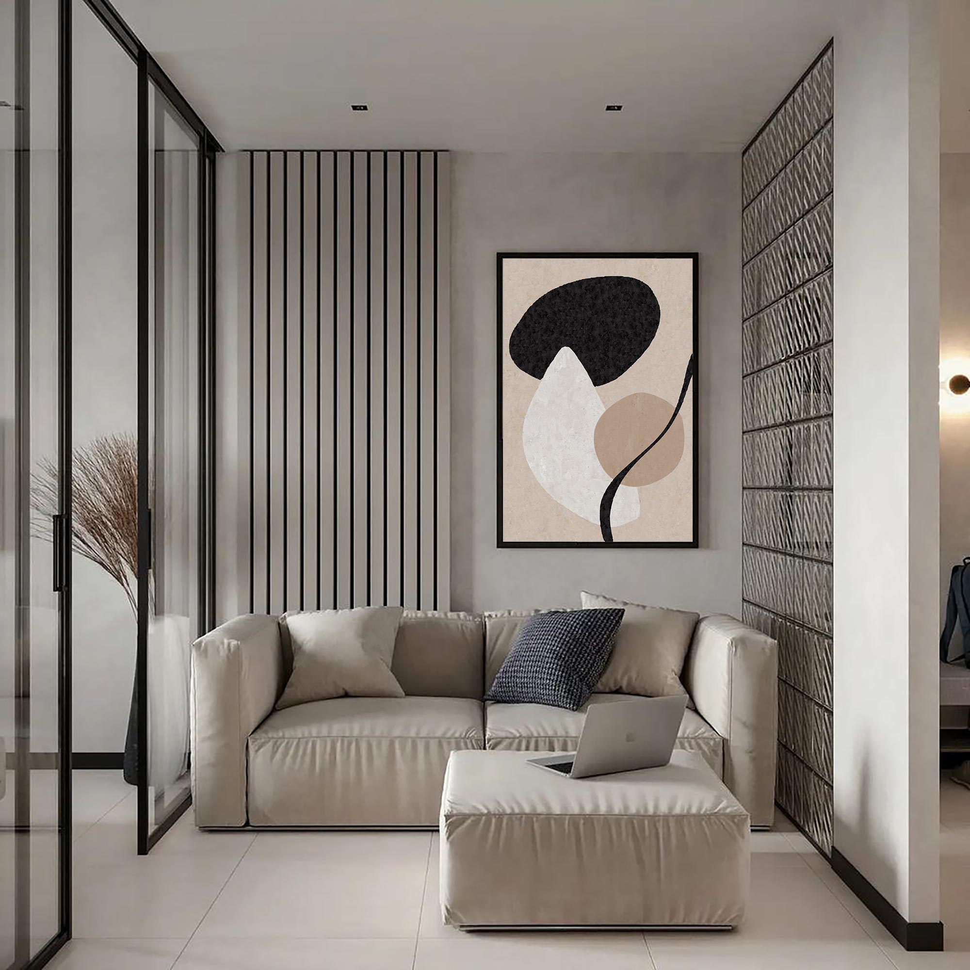 Beige Organic Abstract Minimalist Painting