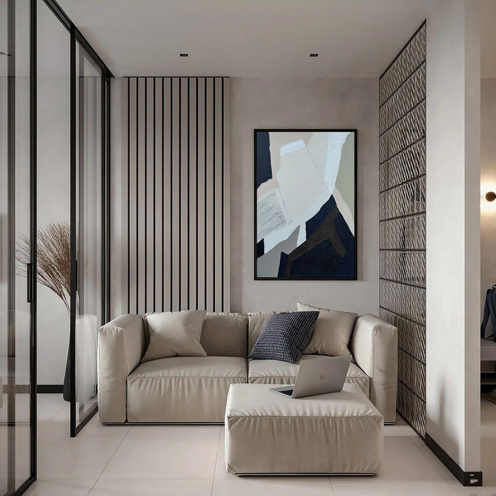 Black And Grey Abstract Painting ABAV219 - Neutralighting