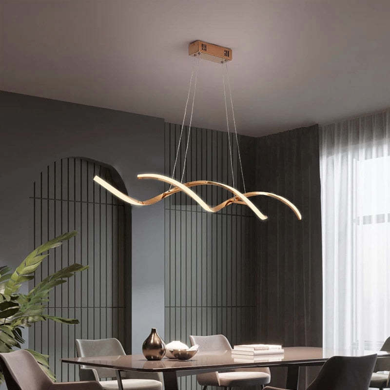 Arisha Modern Wavy Metal/Acrylic Pendant Light, Chrome/Gold - Neutralighting