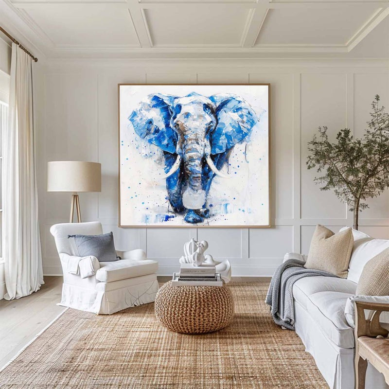 Blue Elephant Abstract Painting