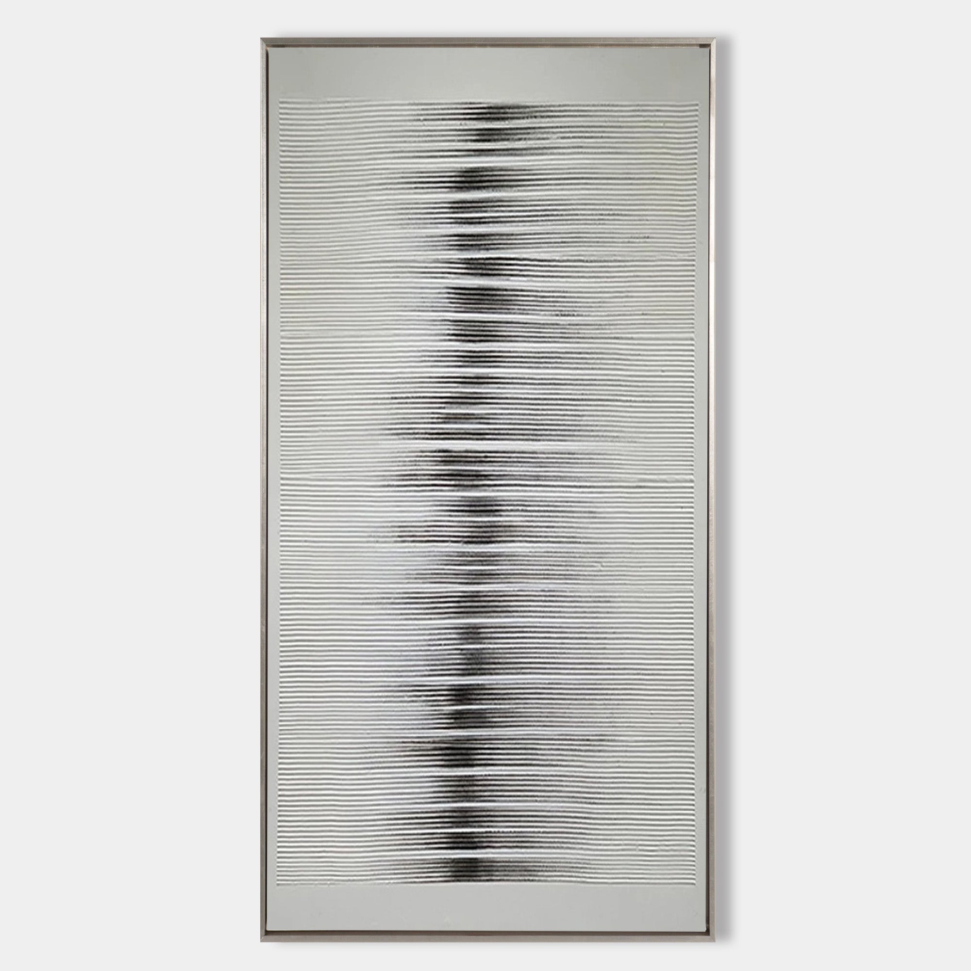 Grey‑Black Tall Vertical‑Line Layered‑Textured Artwork