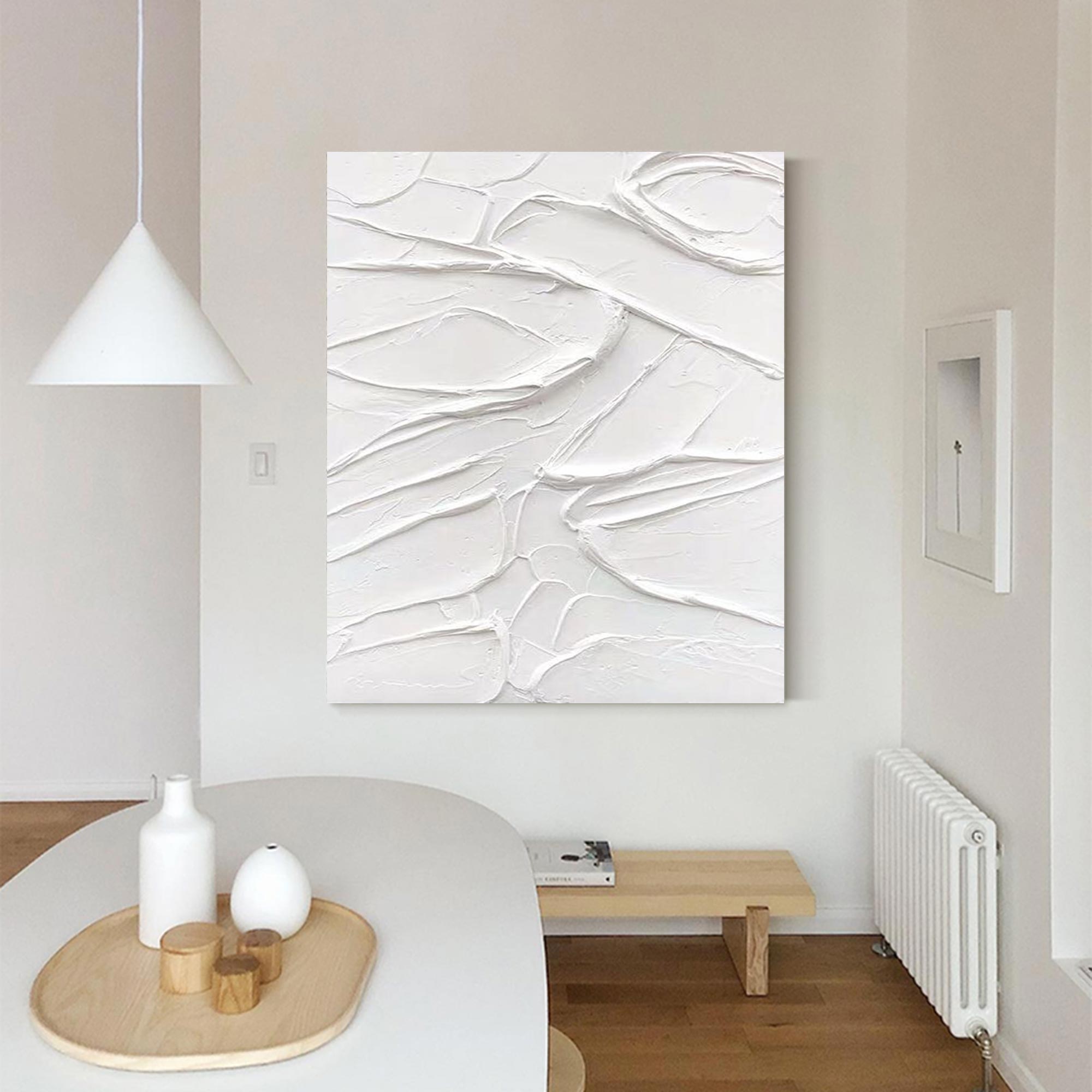 Minimalist White Textured Abstract Canvas Wall Art