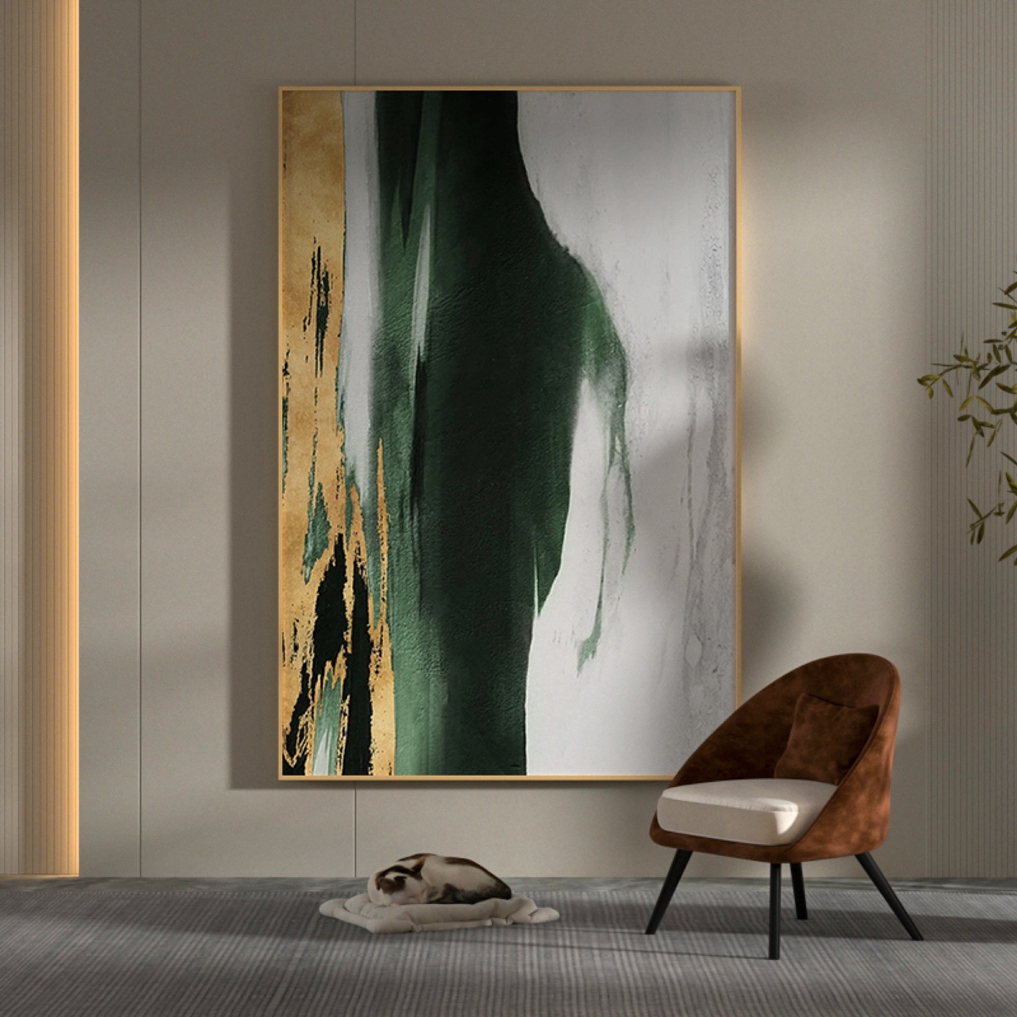 Green And Gold Abstract Painting