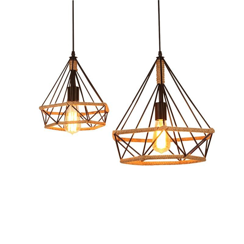 Epoch Countryside Diamond Pendant Light Black Metal Kitchen/Cafe - Neutralighting