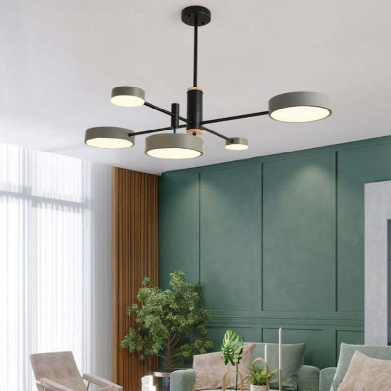 Arisha Pendant Light LED, Metal & Wood, Grey/White/Gold - Neutralighting