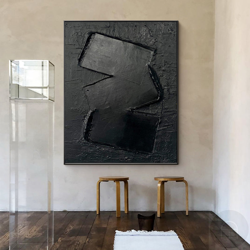 Wall Art Abstract Black Textured Painting