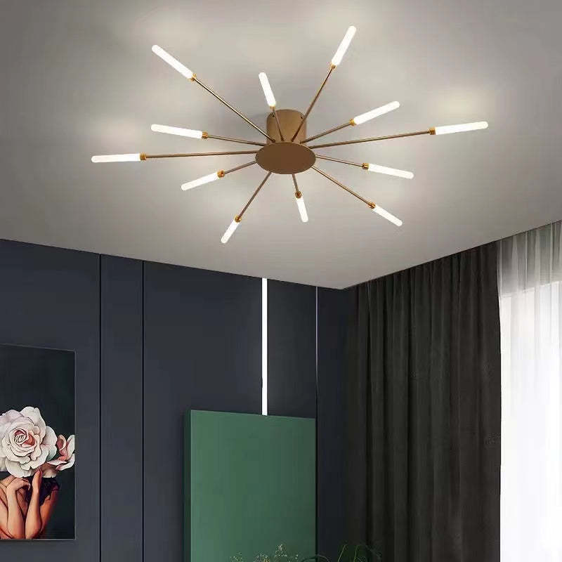 Wesley Flush-Mount Ceiling Light Fireworks, Black/Gold