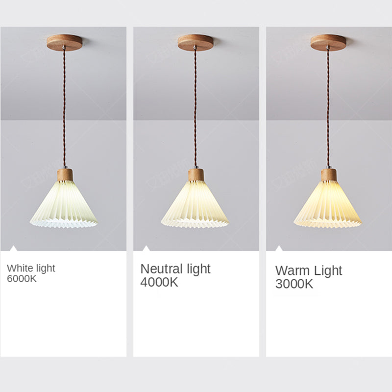 Muto Pendant Light Umbrella Shape Art, Wood, White, Bedroom - Neutralighting