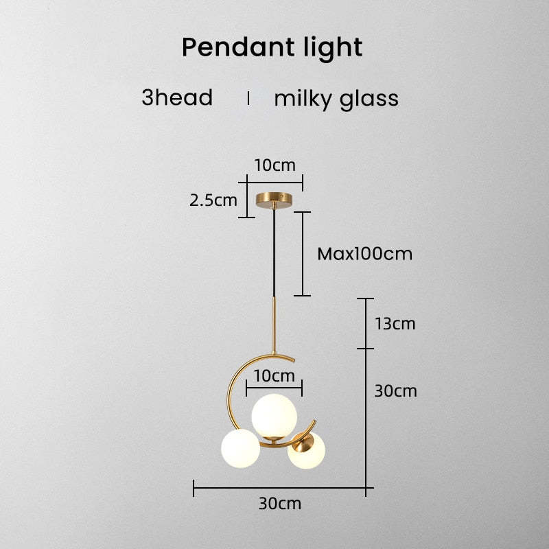 Valentina Modern Glass Globe Pendant Light, Metal & Glass, 3 Style - Neutralighting