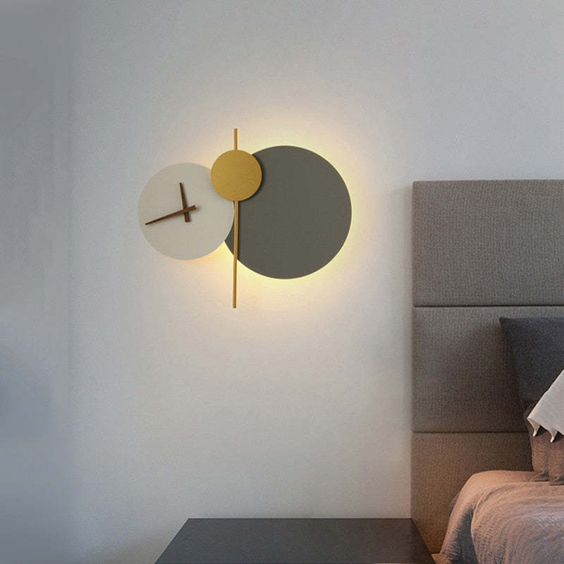 Arisha Modern Clock Metal Painted Wall Light LED Light Bedroom - Neutralighting
