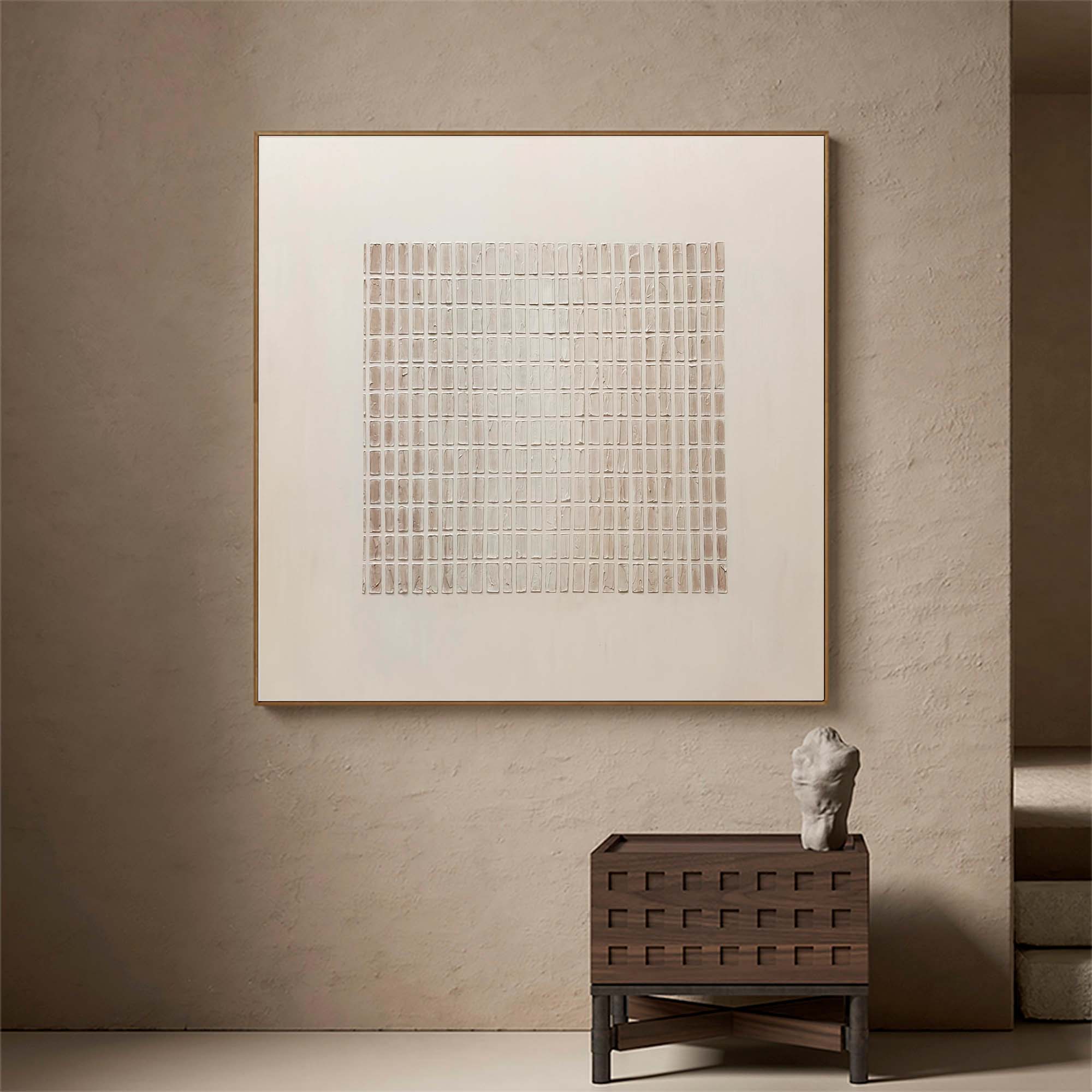 Beige Grid Minimalist Painting