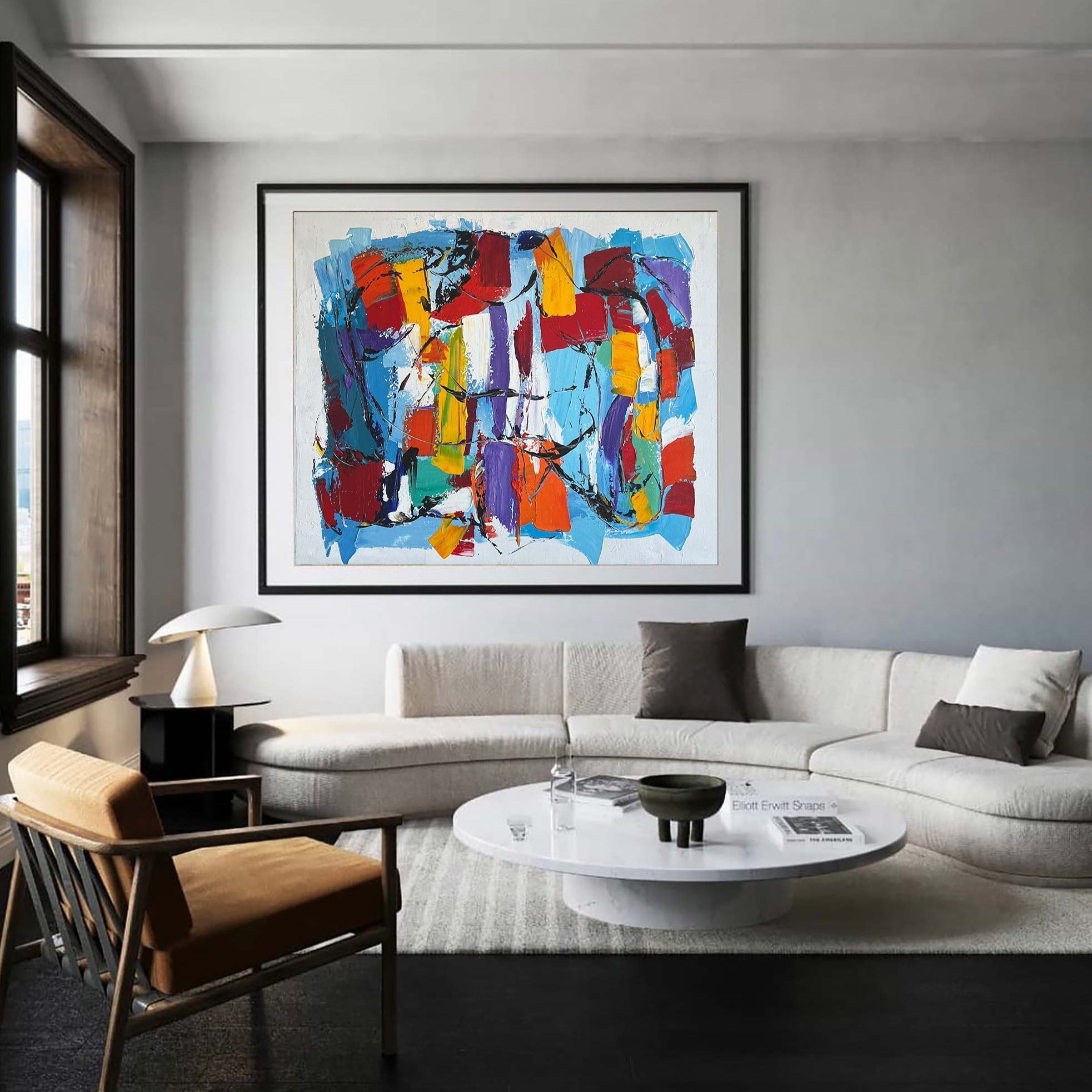 Colorful Abstract Geometric Block Painting