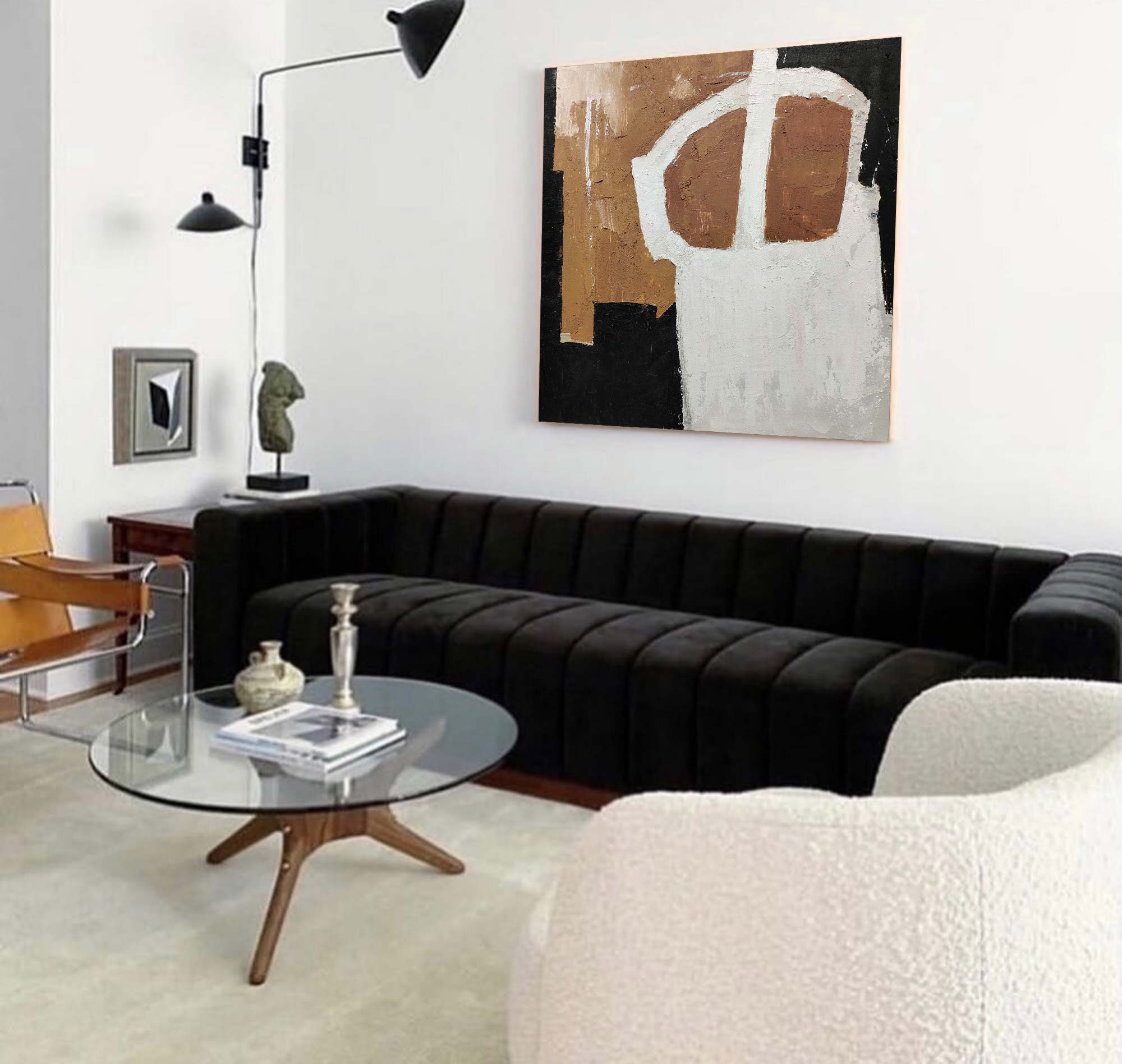 Black And Brown Minimalist Painting ABAS57 - Neutralighting