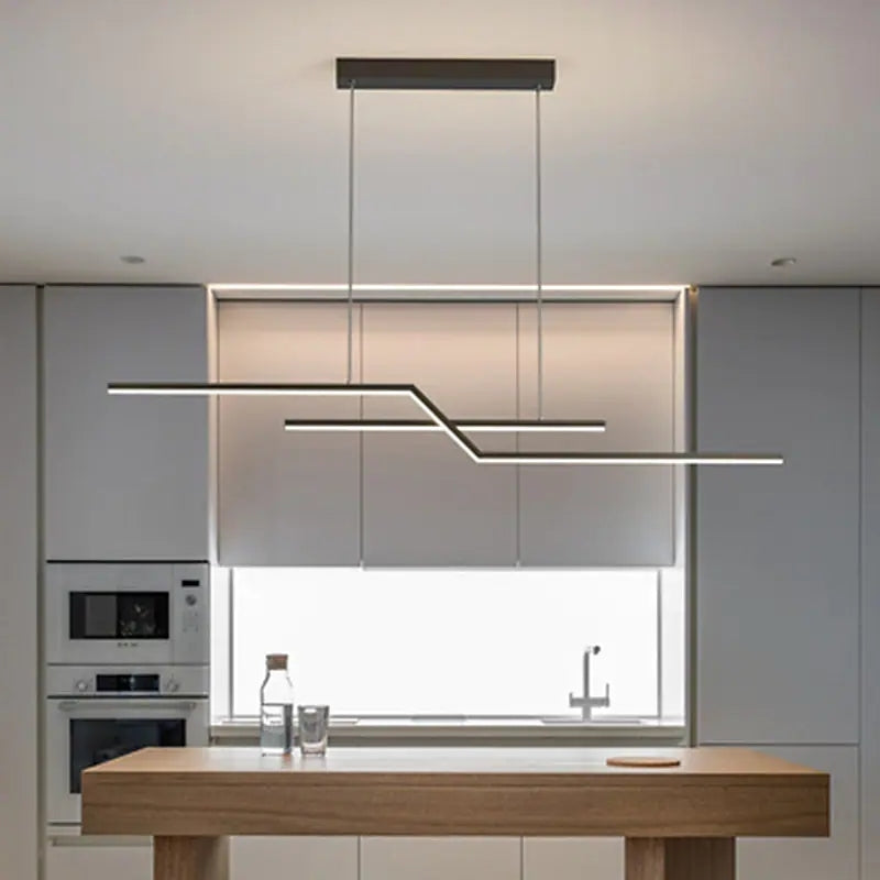 Arisha Parallel Fold Linear Pendant Light, Black/Gold, Living Room - Neutralighting