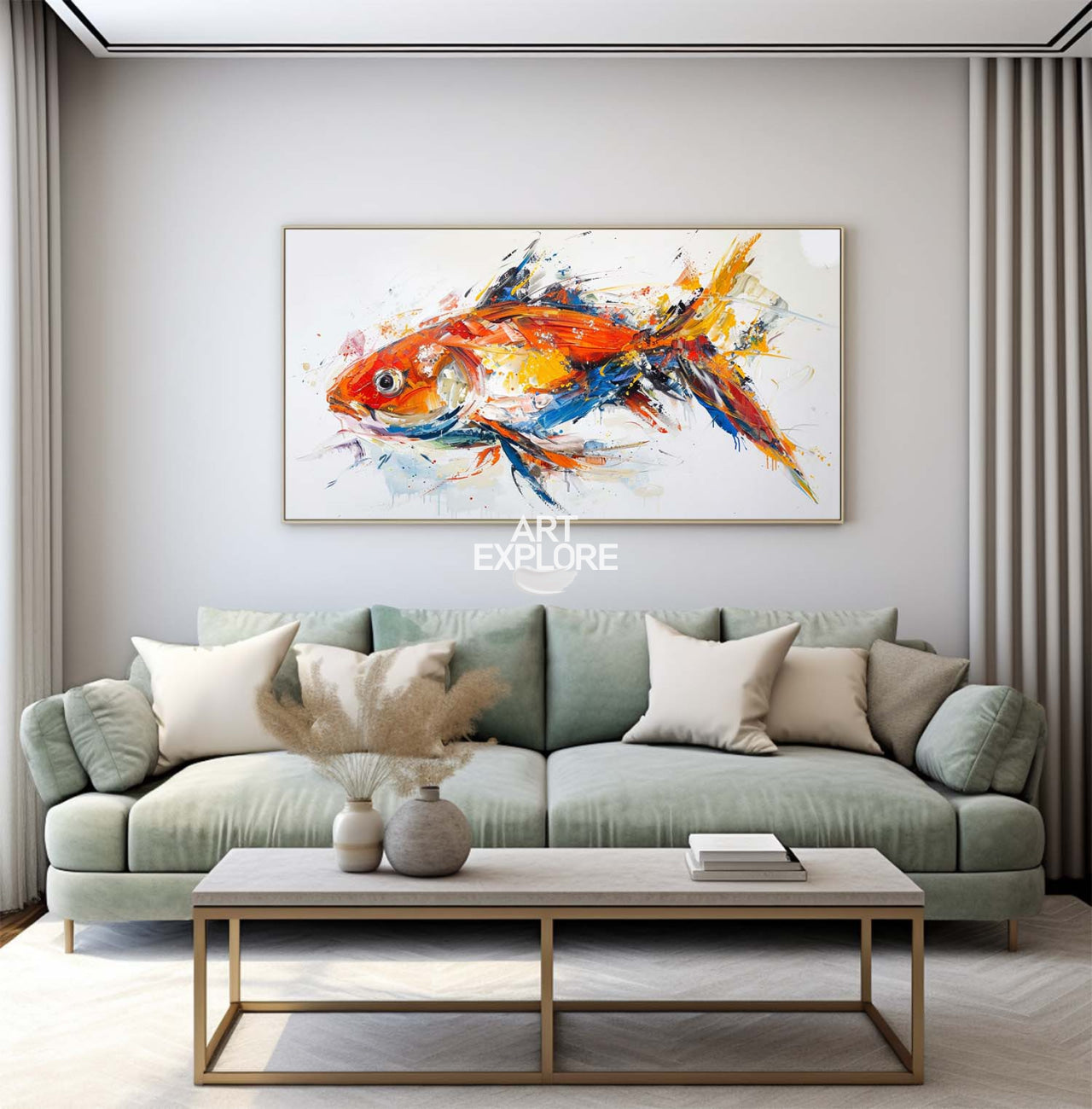 Splash‑Style Tropical Fish Oil Painting