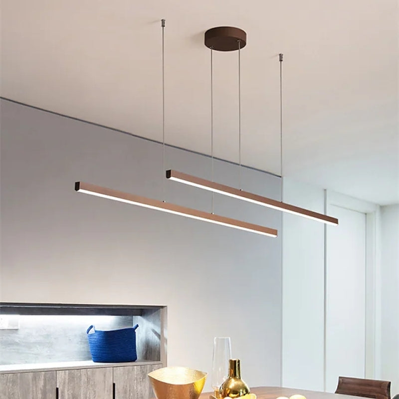 Arisha Modern Minimalist Double-Linear Metal Pendant Light, Brown - Neutralighting