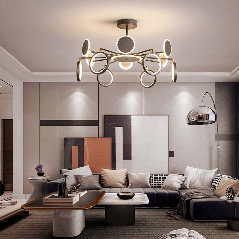 Arisha Modern Led Chandelier, Geometric, Black Dimmable - Neutralighting