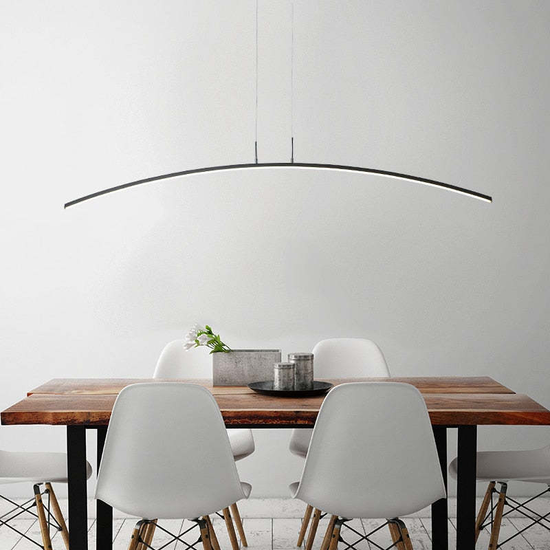 Arisha Curved Linear Pendant Light for Dining Room, Black/White - Neutralighting