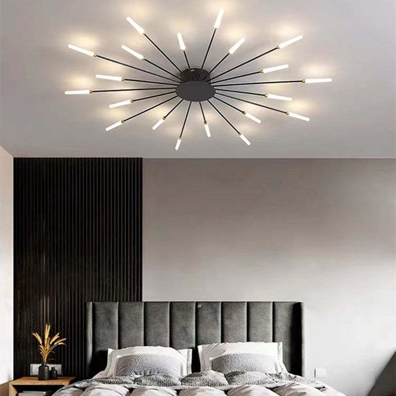 Wesley Flush-Mount Ceiling Light Fireworks, Black/Gold