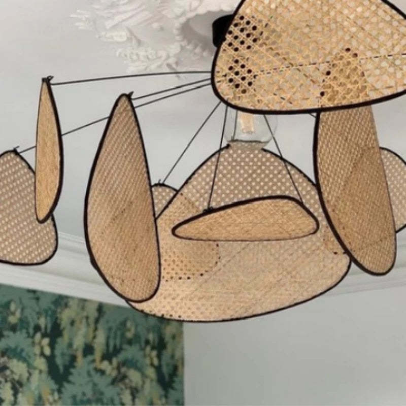 Ritta Pendant Light Leaf Grid, Rattan/Metal, Bedroom - Neutralighting