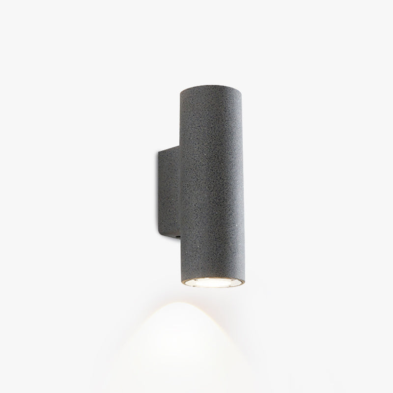Ray Minimalist Cylindrical Double-headed Cement Outdoor Wall Lamp, Black/White - Neutralighting