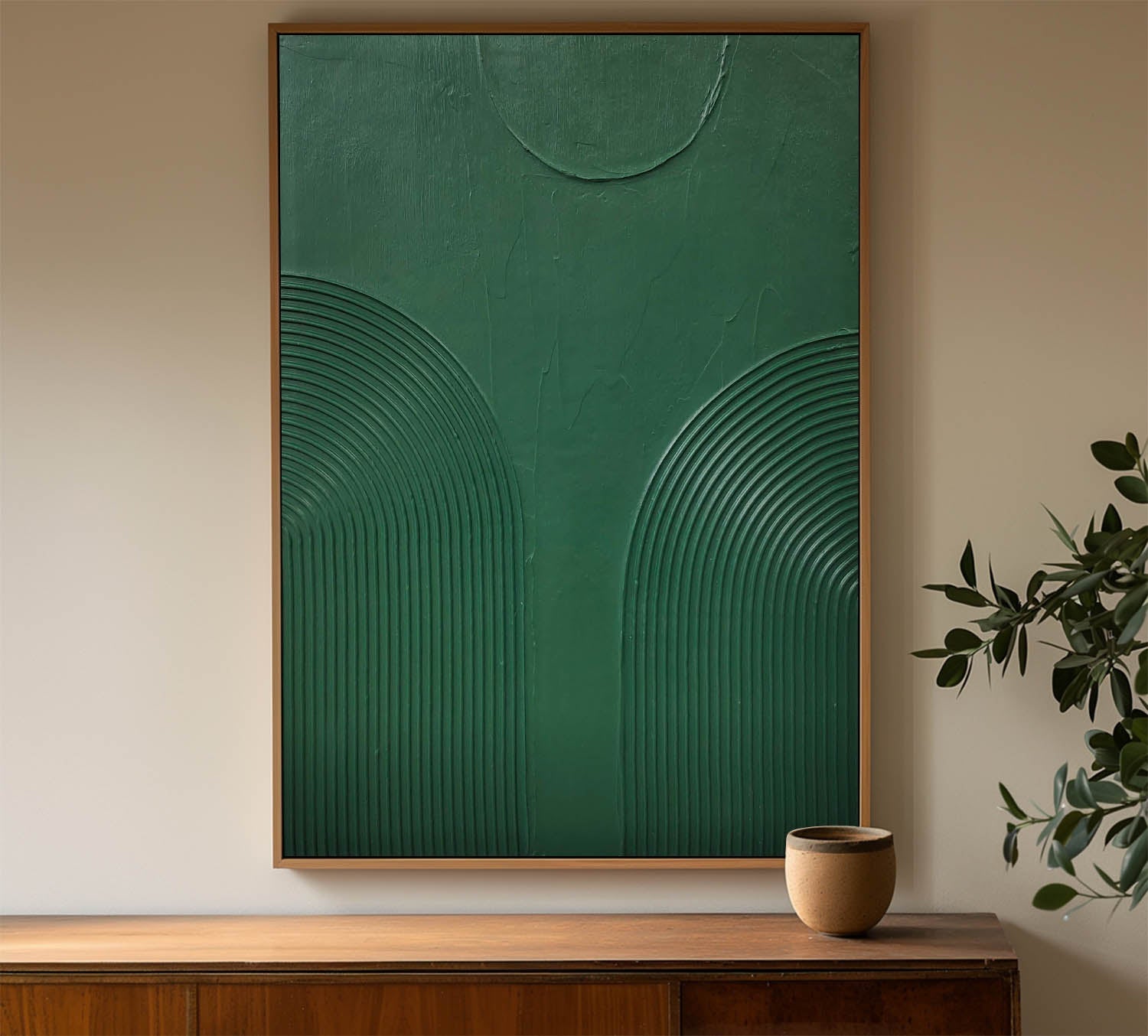 Emerald Arching Linework Painting