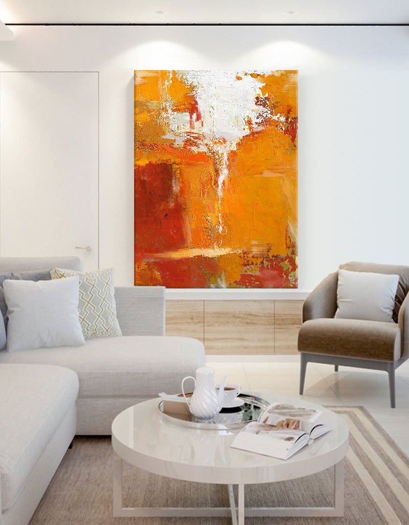 Deep Orange Abstract Painting