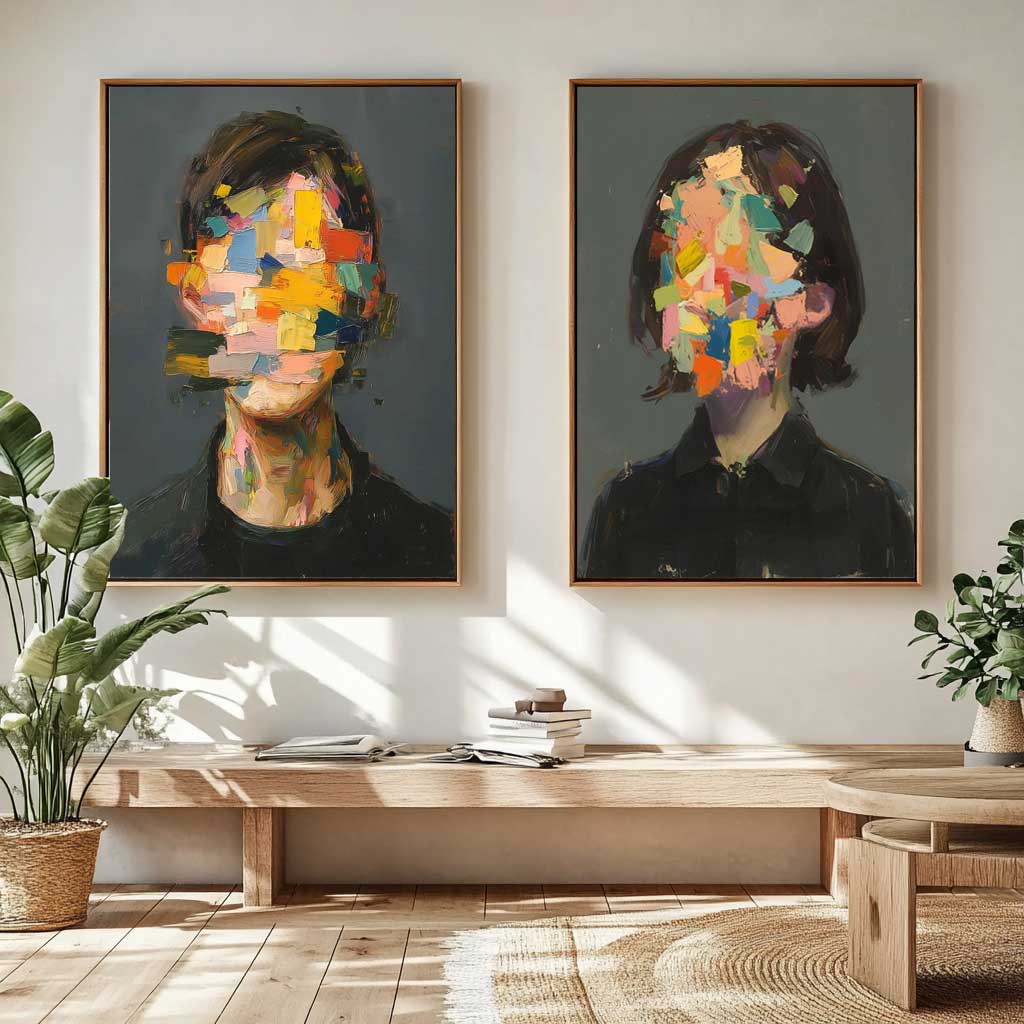 Wall Art Impasto People Color Block Soft