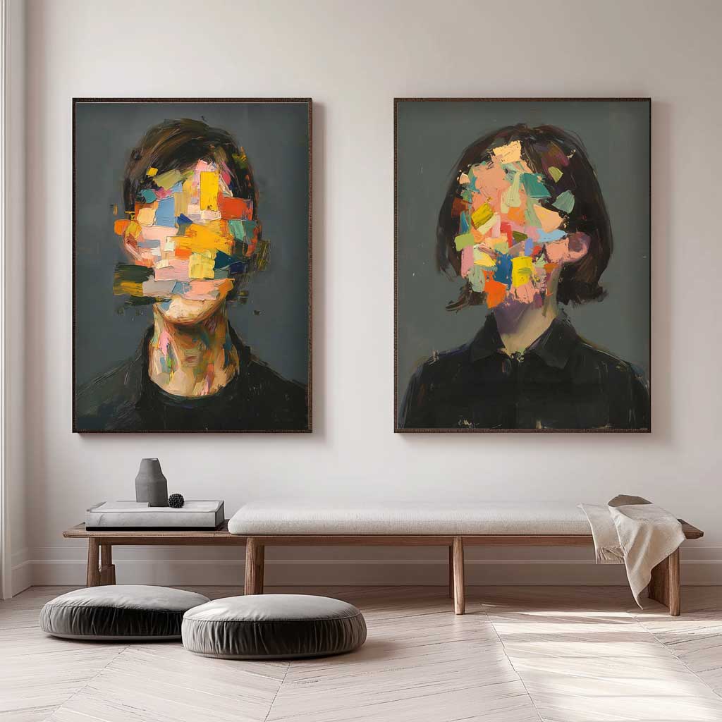 Wall Art Impasto People Color Block Soft
