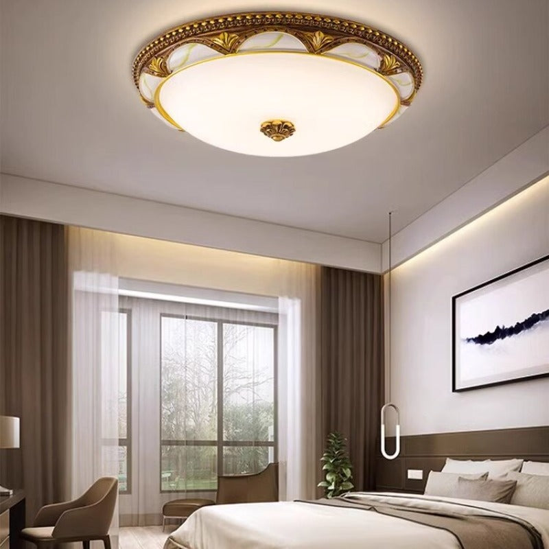 Epoch Floral Retro Antique Brass Flush Mount Ceiling Light - Neutralighting