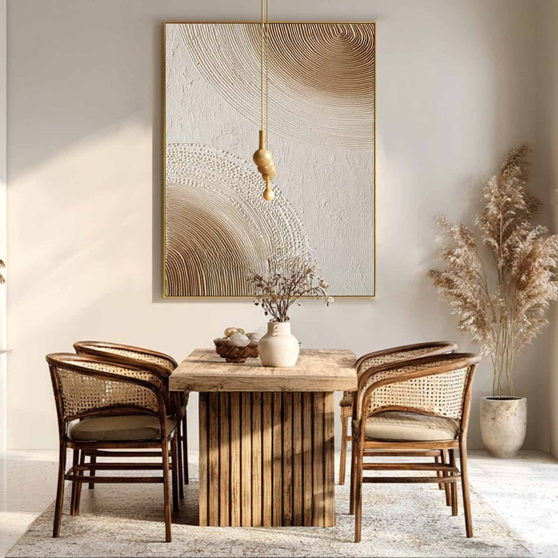 Wall Art Minimalist 3D Beige Dotted Abstract Flowing