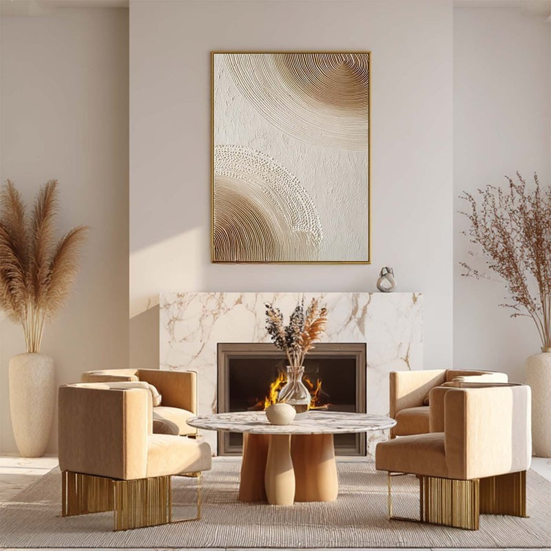 Wall Art Minimalist 3D Beige Dotted Abstract Flowing