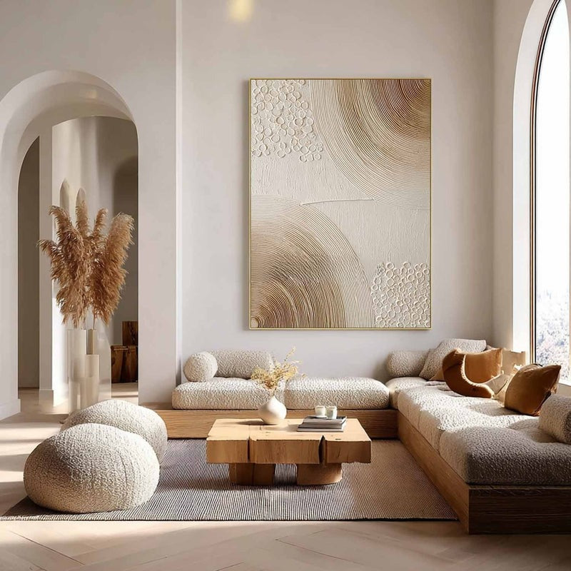 Wall Art Minimalist 3D Beige Bubble Flowing Waves