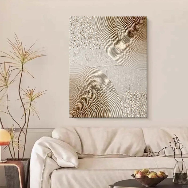 Wall Art Minimalist 3D Beige Bubble Flowing Waves
