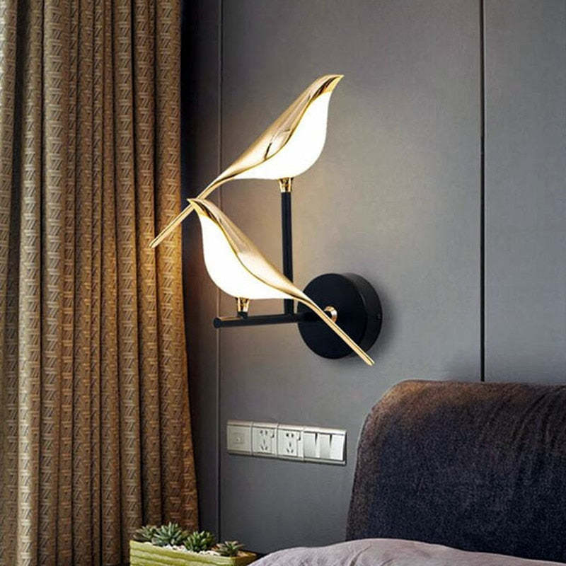 Arisha Minimalist Magpie Bird Metal Wall Lamp, Bedroom - Neutralighting