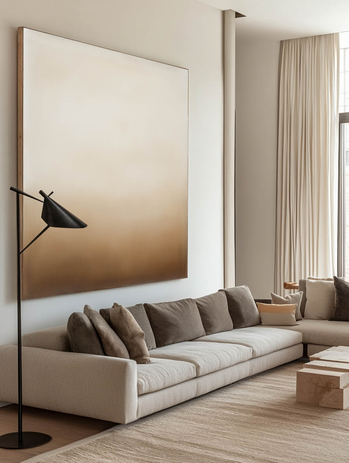 Neutral Taupe Gradient Wash Square Canvas Art