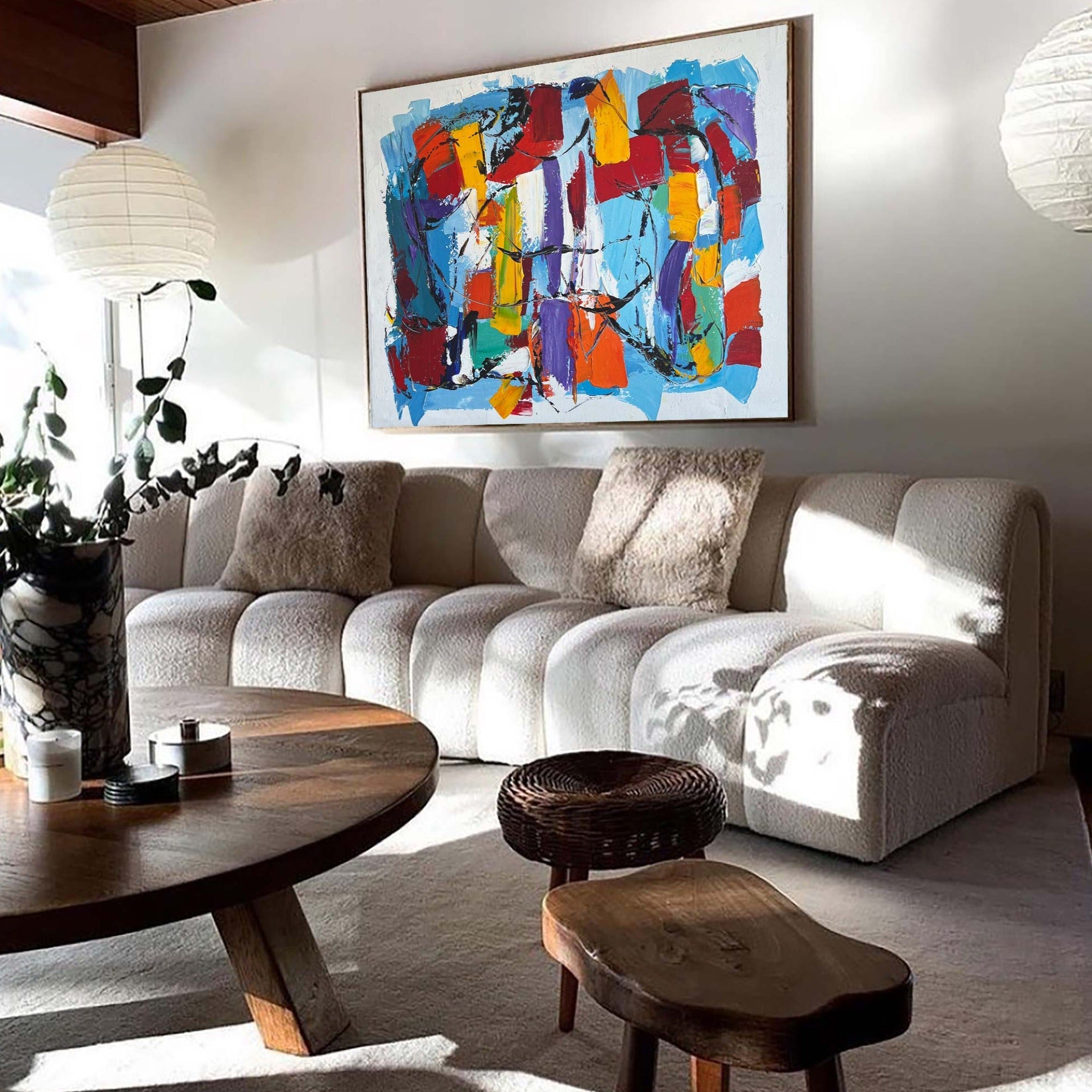 Colorful Abstract Geometric Block Painting