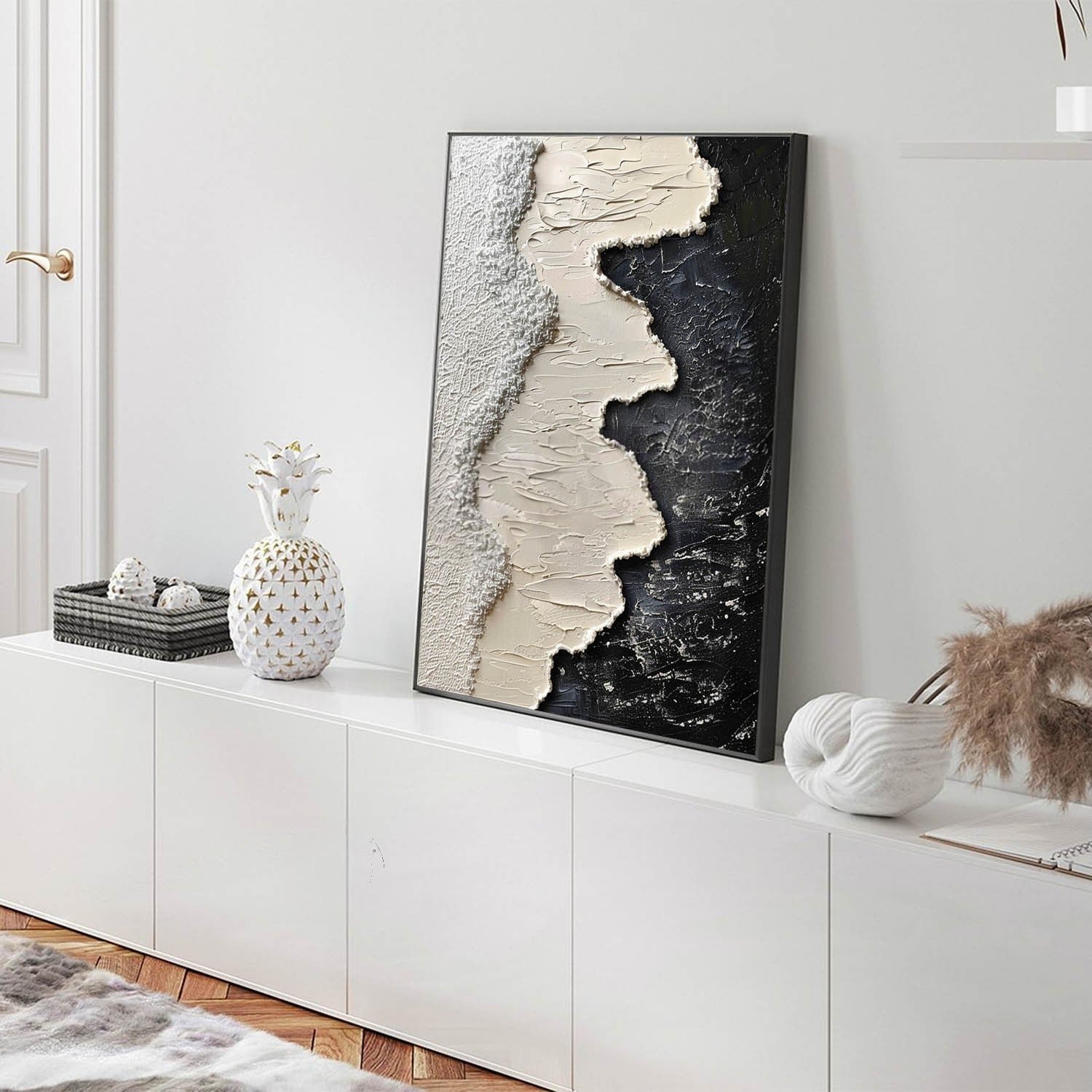 Wall Art Monochrome Wave Painting
