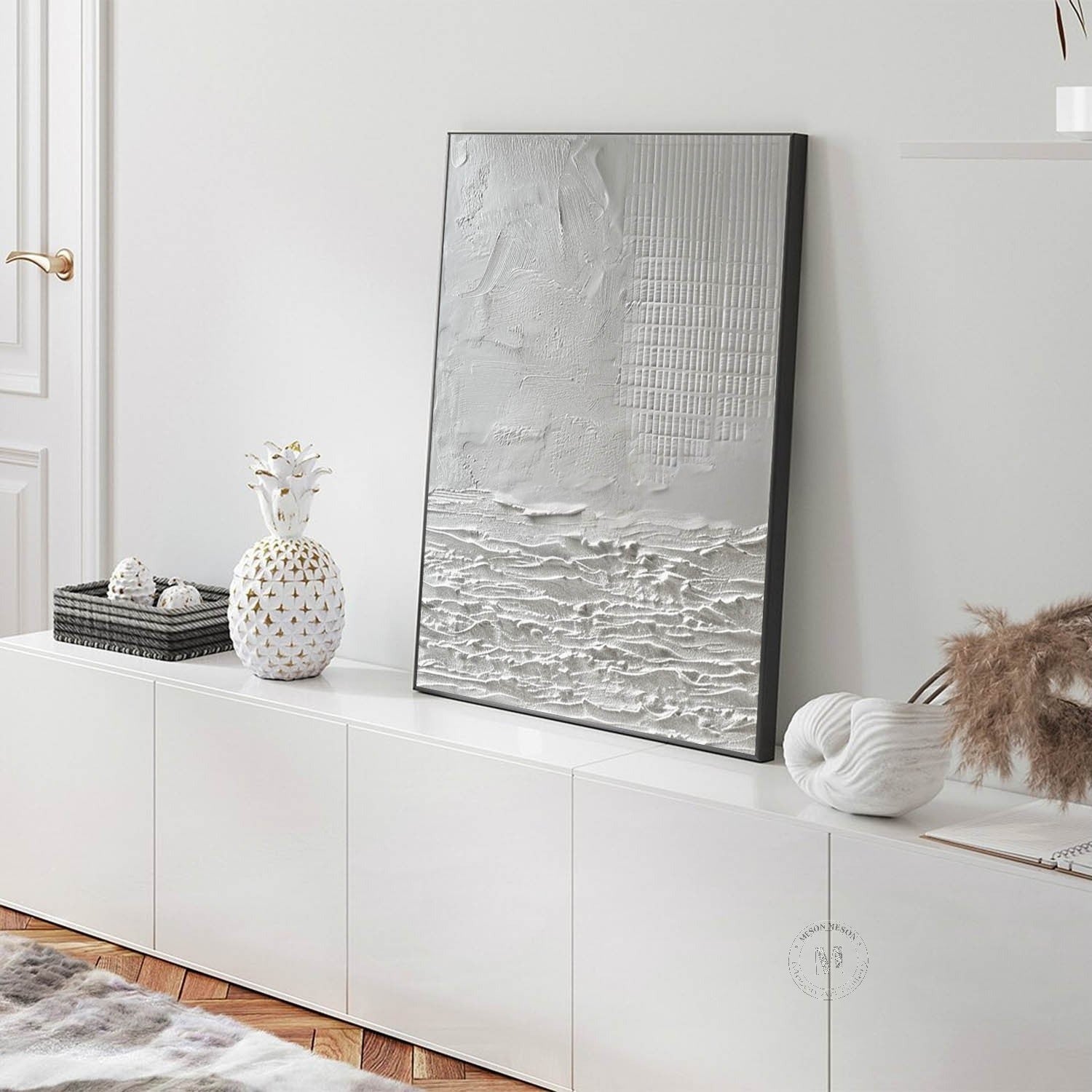 Wall Art Neutral Coastal Grid Painting