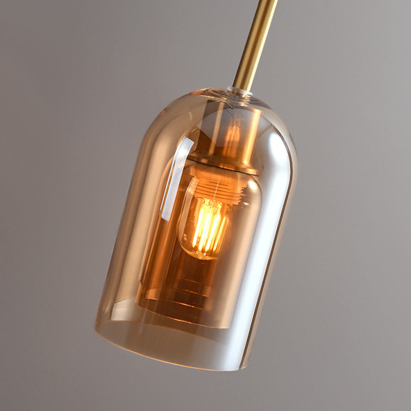 Valentina Modern Cylinder Semi-Flush Mount Clear Glass Ceiling Light, Cognac/Grey - Neutralighting