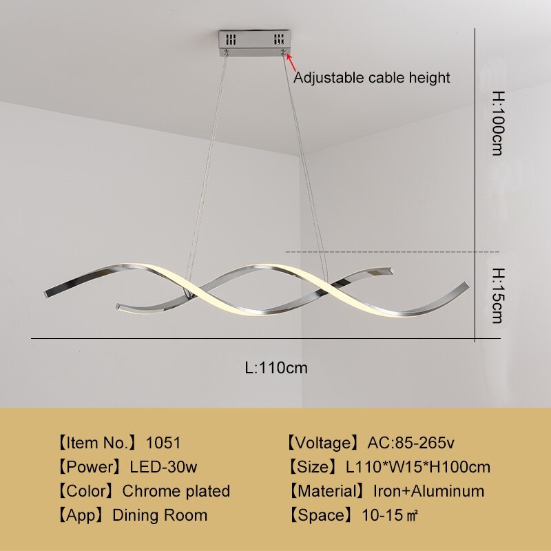 Arisha Modern Wavy Metal/Acrylic Pendant Light, Chrome/Gold - Neutralighting