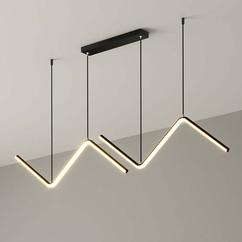 Arisha Modern Wavy linear Pendant Light Double, Black/Gold - Neutralighting