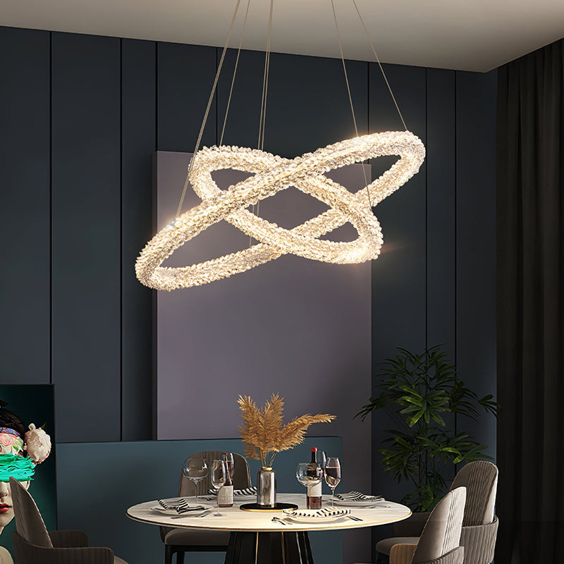 Kristy Art Deco Chandelier, Metal & Crystal, 1/2/3 Ring - Neutralighting