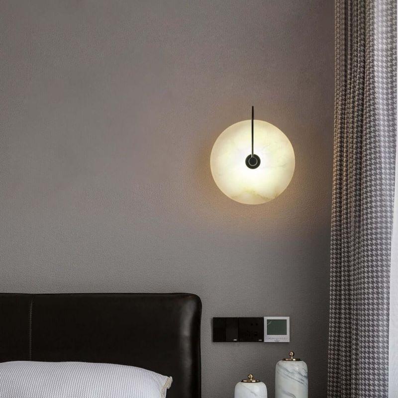 Arisha Round Bedside Wall Light, Artificial Marble, Gold & Black - Neutralighting